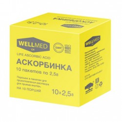 Аскорбинка Life Ascorbic acid, Wellmed ch (Веллмед) пор. д/р-ра д/приема внутрь 2.5 г №10 БАД пакет